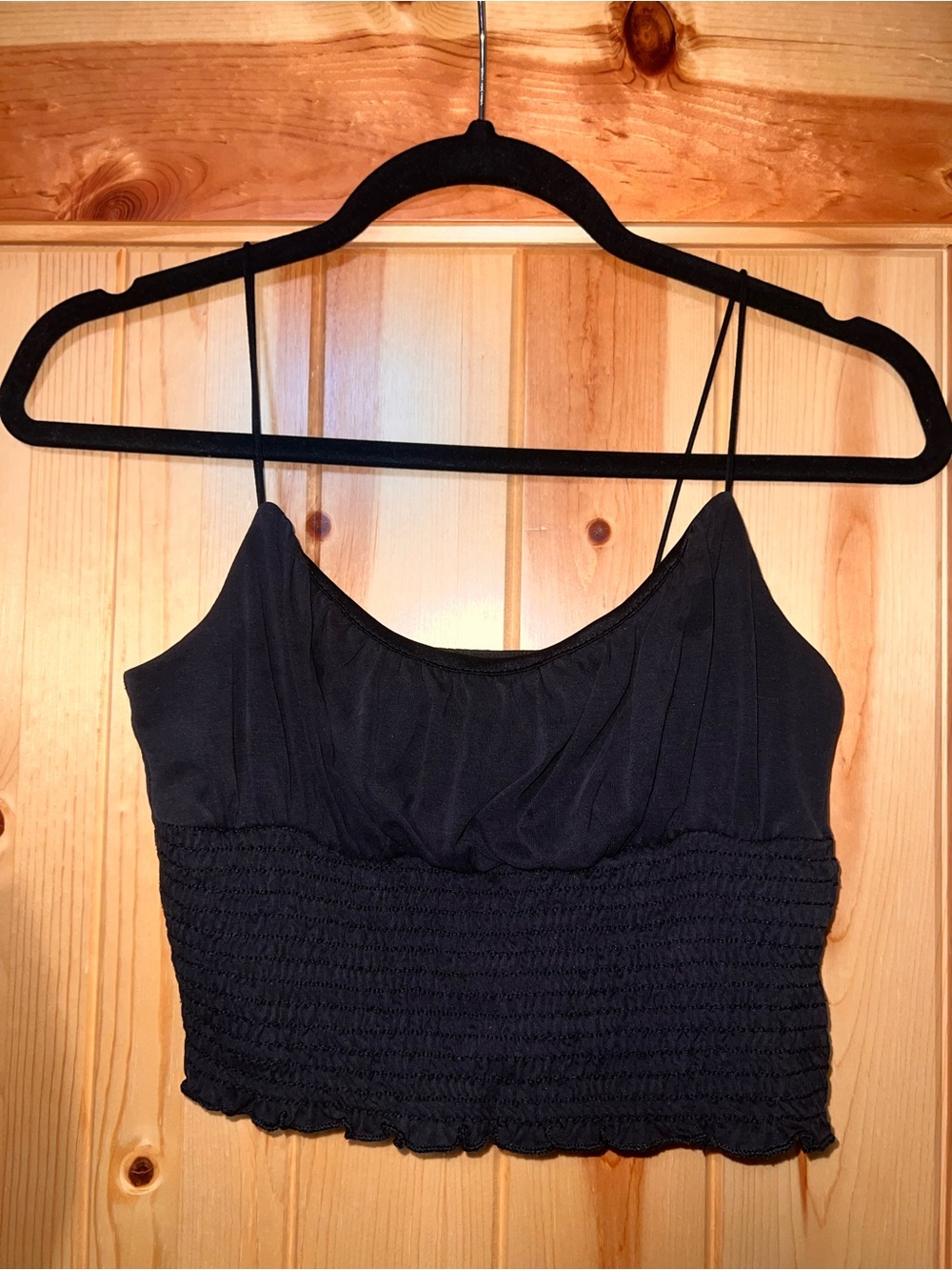 Urban Outfitters Black Smocked Cami Crop Top - Women